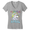 unicorns are born in april cute unicorn Women's V-Neck T-Shirt