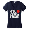 love peace and bacon grease Women's V-Neck T-Shirt