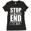 stop snow pression end winter funny Ladies Fitted T-Shirt