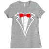 tuxedo bow Ladies Fitted T-Shirt