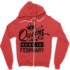 Queens Are Born In February Zipper Hoodie