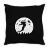 skiier moon moonlight silhouett Throw Pillow