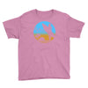 beach surfer silhouette birds sand waves palm Youth Tee