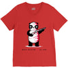 black, red and white V-Neck Tee