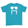 aviator sunglasses horseshoe fu manchu biker mustache Youth Tee