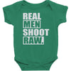 real men shoot raw Baby Bodysuit