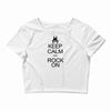 keep calm and rock on mens black t shirt rock music new Crop Top
