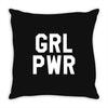 girl power white logo Throw Pillow