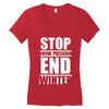 stop snow pression end winter funny Women's V-Neck T-Shirt