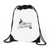 merry christmas flower Drawstring Bags