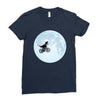 Biker Dinosaur - Dinosaur Riding A Bike To The Moon Ladies Fitted T-Shirt