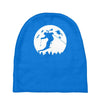 skiier moon moonlight silhouett Baby Beanies