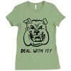deal with it angry pitbul Ladies Fitted T-Shirt