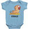 yoga pug exhale Baby Bodysuit