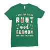i have two titles aunt and dogmom and i rock them both with roses Ladies Fitted T-Shirt