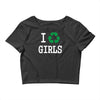 i recycle girls slogan text funny baseball jersey Crop Top