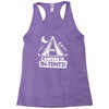 white ink camping is in tents funny Racerback Tank