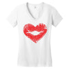 lip print heart Women's V-Neck T-Shirt