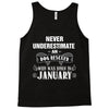 never underestimate an old man who was born in january Tank Top