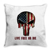 skull us flag live free or die Throw Pillow