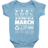 Born In March Baby Onesie
