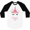 birthday unicorn family series birthday girl 3/4 Sleeve Shirt