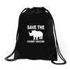 chubby unicorn Drawstring Bags