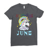 unicorns are born in june cute unicorn Ladies Fitted T-Shirt