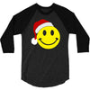 smiley face wears santa hat merry christmas 3/4 Sleeve Shirt