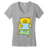 meow is running Women's V-Neck T-Shirt