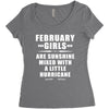 February Girls Are Sunshine Mixed With A Little Hurricane Women's Triblend Scoop T-shirt