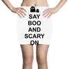 say boo and scary on 2 Mini Skirts