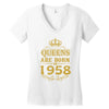 queens are born in 1958 Women's V-Neck T-Shirt