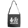 my cat is my valentine Adjustable Strap Totes