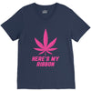 Support Breast Cancer Awareness With A Pink Cannabis Leaf V-Neck Tee