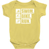 v6 swim bike run Baby Onesie