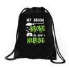 my broom broke! so now i nurse Drawstring Bags