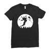 skiier moon moonlight silhouett Ladies Fitted T-Shirt