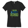 i bleed blue and green Women's V-Neck T-Shirt