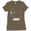 jaws chalk board movie licensed cotton blend adult Ladies Fitted T-Shirt