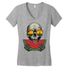 watermelon skull Women's V-Neck T-Shirt
