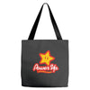 power up Tote Bags