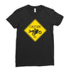 motorcycle caution sign Ladies Fitted T-Shirt