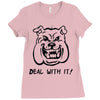 deal with it angry pitbul Ladies Fitted T-Shirt