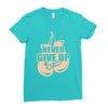 Never Give Up Uterine Cancer Awareness Ladies Fitted T-Shirt