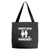 under new management stag night wedding mens Tote Bags
