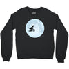 Biker Dinosaur - Dinosaur Riding A Bike To The Moon Crewneck Sweatshirt
