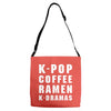 k pop coffee ramen k dramas Adjustable Strap Totes