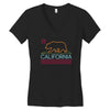 neon sign california republic flag bear Women's V-Neck T-Shirt