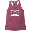 mustache glasses nerd Racerback Tank